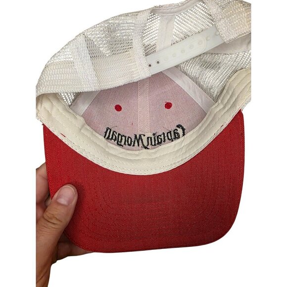 Captain Morgan Red & White Trucker Hat Adjustable Mesh Snapback Embroidered Logo - Picture 2 of 8